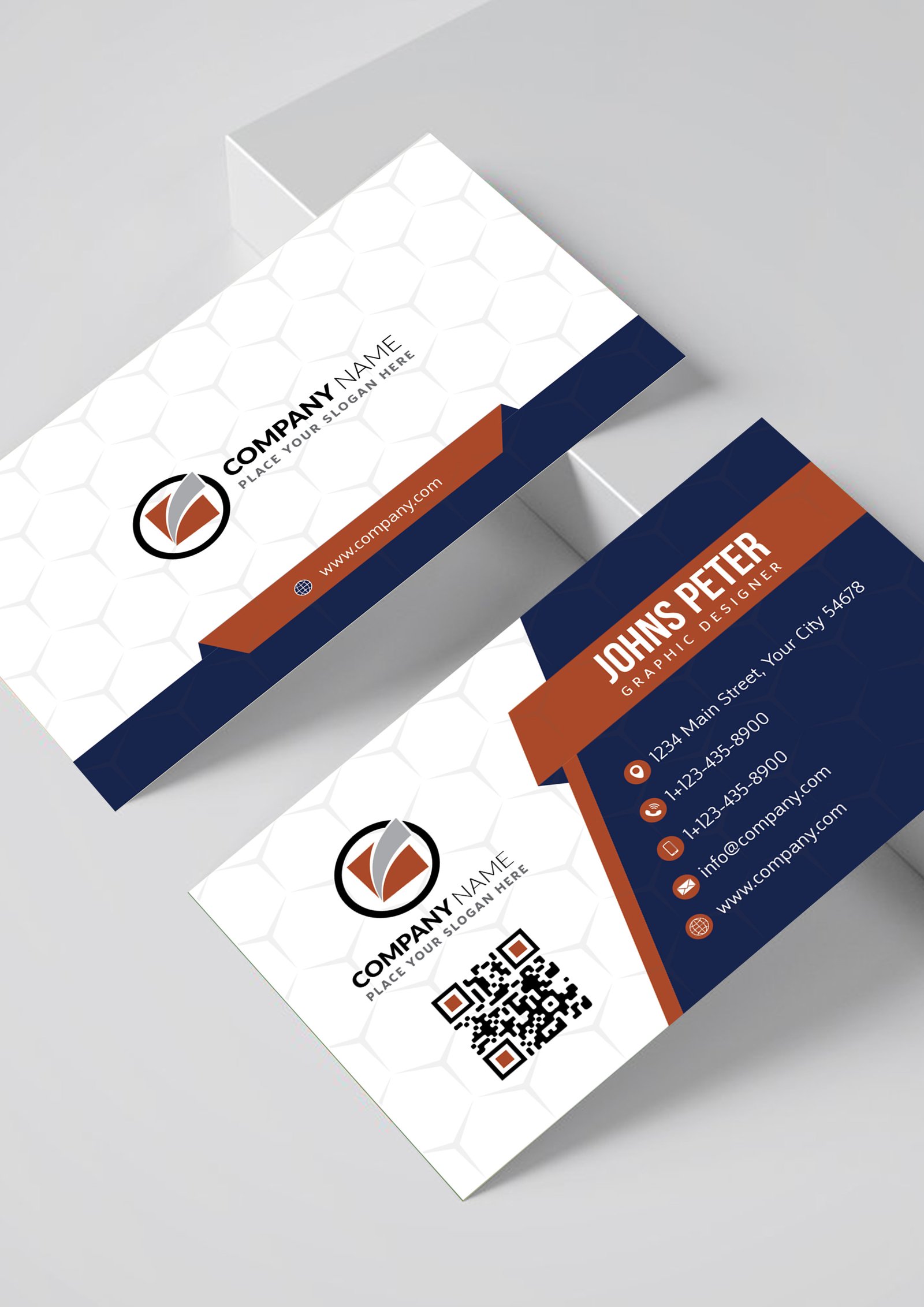 Cool Navy Blue Corporate Business Card Template