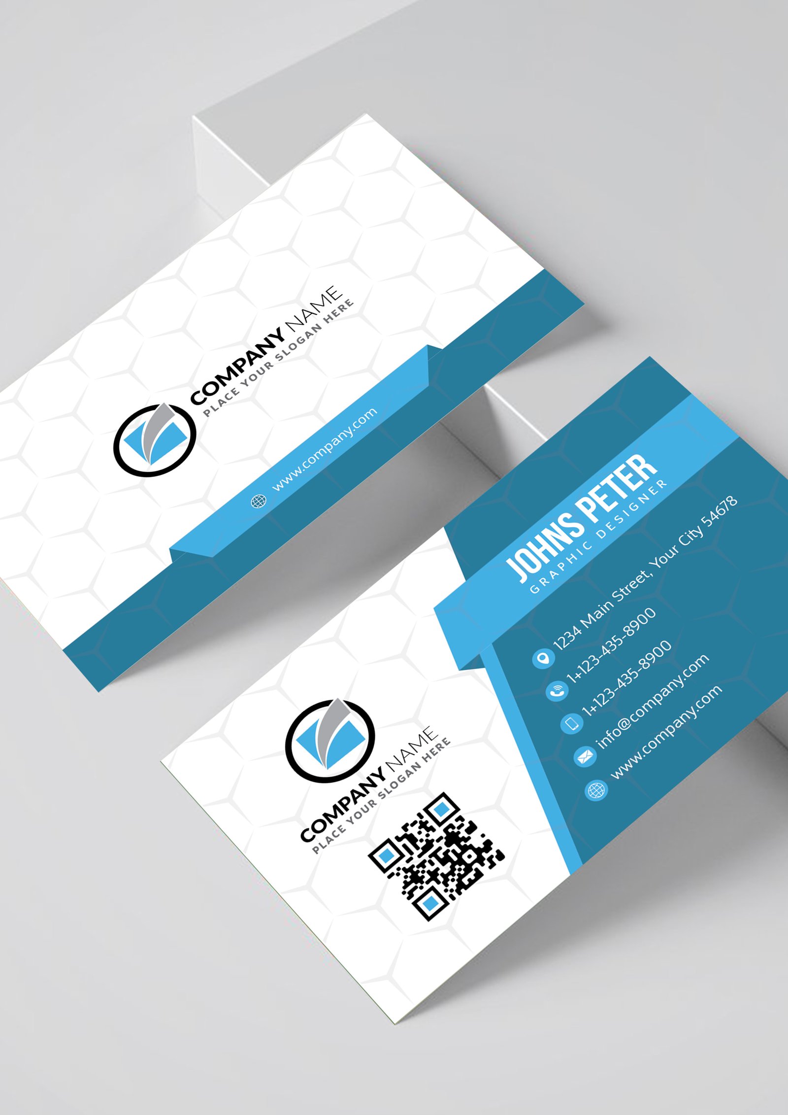 Cool Blue Corporate Business Card Template